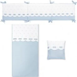 Bimbi Class - Set Letto Con Piumone Sfoderabile Paracolpi E Cuscino Colore Azzurro