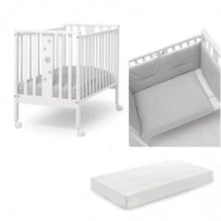 Mini Stelline - Lettino Colore Bianco Grigio + Set Piumone