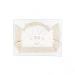 Set 3 Lenzuola Per Maxi Culla Ricamato D52 Beige
