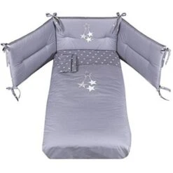 Stella - Completo Piumone Ricamato 3 Pezzi - Grigio 